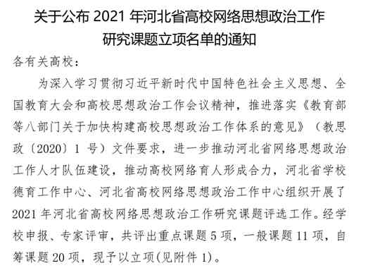 喜报：我校网络思政工作研究课题成功立项！